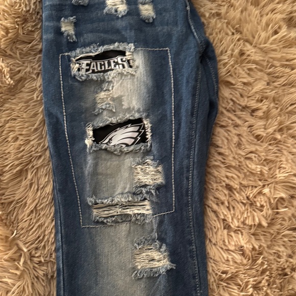Distressed Blue Boot Cut Jeans - Picture 3 of 6